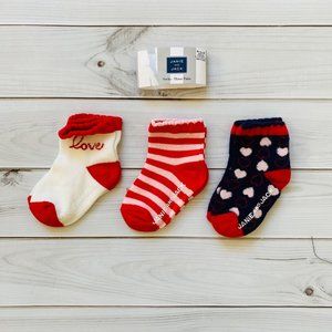 Janie and Jack Valentines Day socks lot hearts Red Pink Navy 6-12 Months